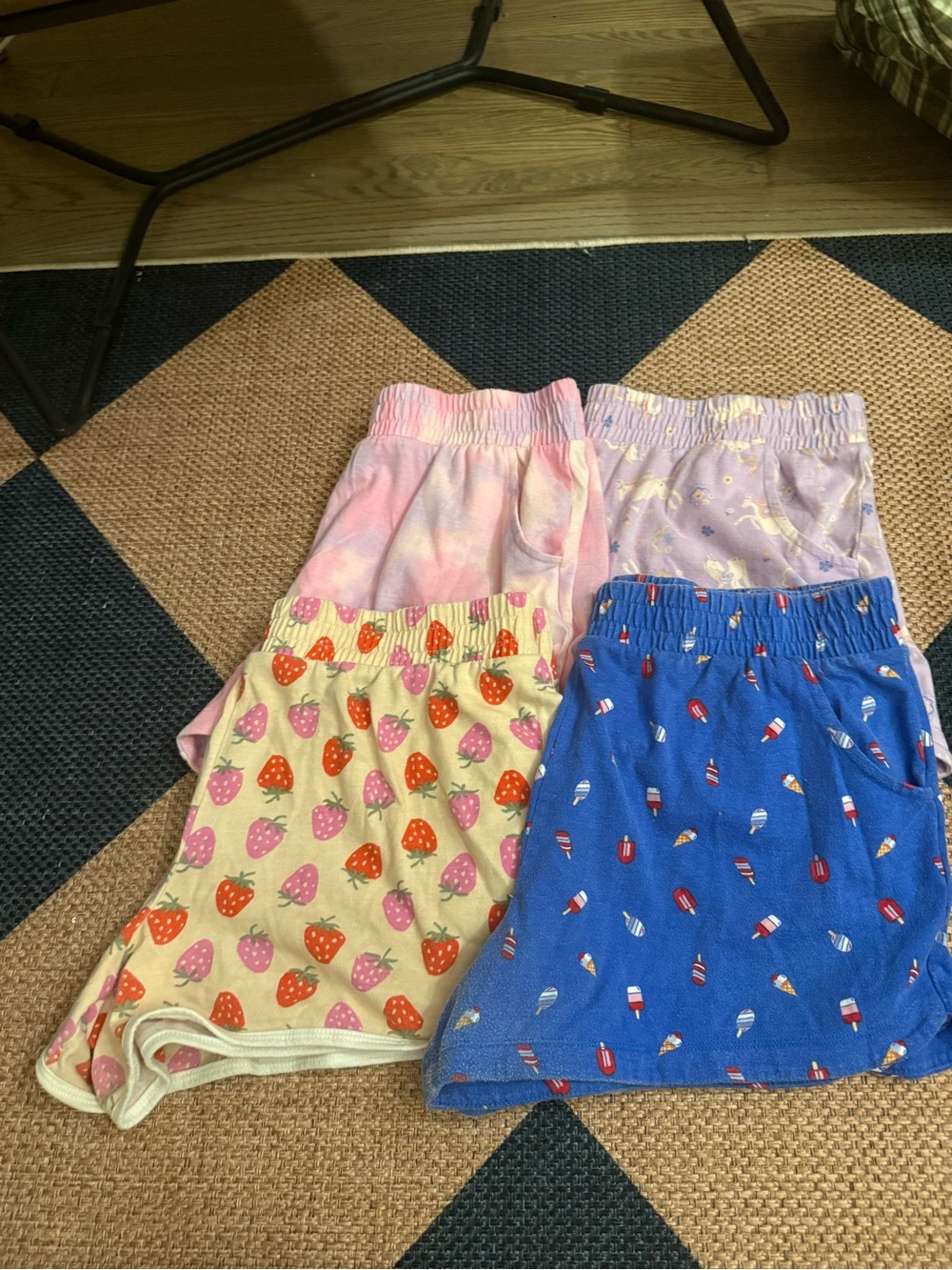 wonder nation Blue, Pink, Purple, Cream Strawberry & Popsicle Shorts Set